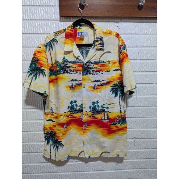 RJC Vintage Men's Multi-Color Short-Sleeve Tropical Button Front Shirt Size XL - Picture 1 of 5